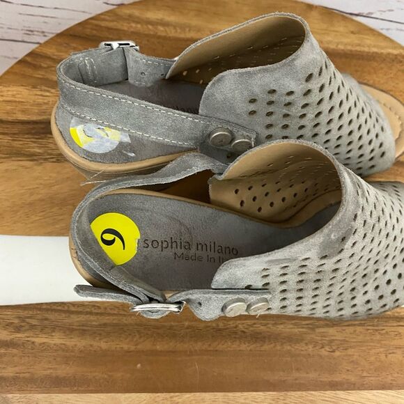 Anthropologie Sophia Milano Gray peep toe shoes Size 9 - Picture 4 of 10